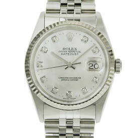 【返品OK】ロレックス デイトジャスト 16234NG Y番 SS/WG AT OH/新品仕上げ済み 保証書付き シェル文字盤 ダイヤインデックス 腕時計【送料無料】【中古】