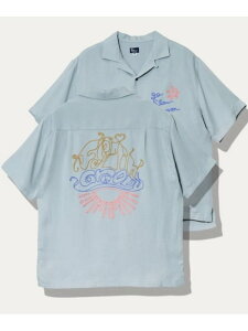 LINEN/COTTON�`�F�[���h�JS/S�I�[�v���V���c (MENS) go slow caravan �S�[�X���[�L�����o�� �g�b�v�X �V���c�E�u���E�X �s���N �u���[�y���������z[Rakuten Fashion]