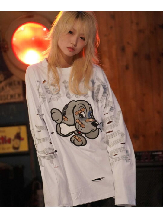 楽天市場】【GALFY×GALLIS ADDICTION】ぼろぼろ刺繍ロンT(MENS) GALLIS 