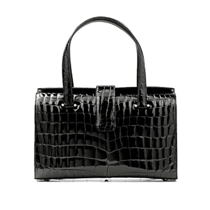 美品高級　クロコダイル　ミニハンドバッグ　２WAY　シャイニ　バニティ　スクエア