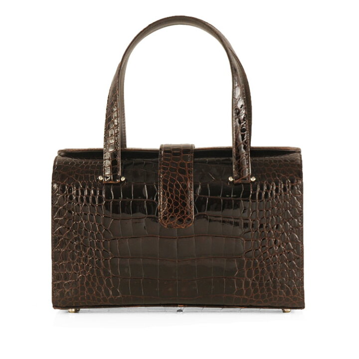 美品 クロコダイル ハンドバッグ ゴールド金具 ワニ革 鞄 シャイニー  