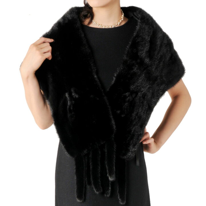 楽天市場】ミンク フリンジ付き ファーストール 毛皮 ファー ショール  
