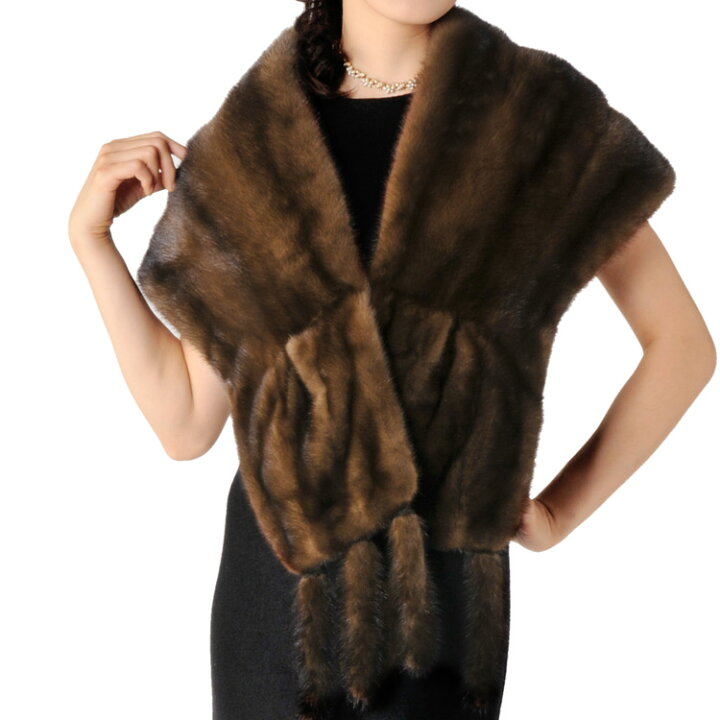 楽天市場】ミンク フリンジ付き ファーストール 毛皮 ファー ショール  