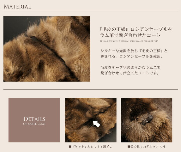 楽天市場】【10％クーポン】ロシアン セーブル コート ノーカラー 