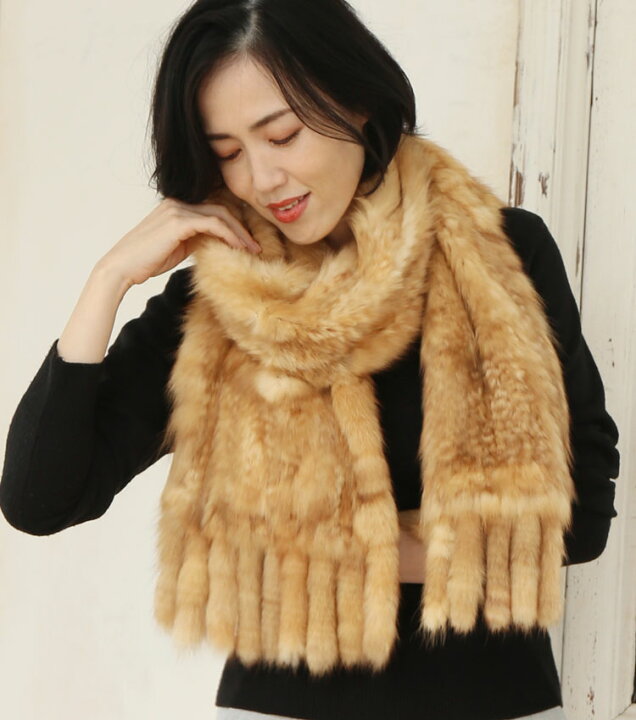 楽天市場】【クーポン対象】ロシアン セーブル ストール 編み込み  