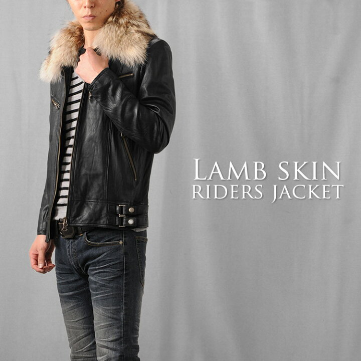 楽天市場】【クーポン対象!】ラム レザー ライダース ジャケット  