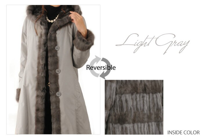 ロシアンリス＆シルク毛皮コート上質M - 毛皮・ファーコート 