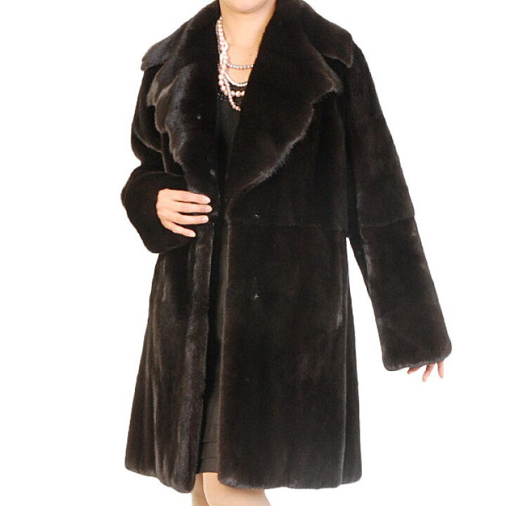 楽天市場】スカンブラックミンクコート テーラードカラー ファーコート  