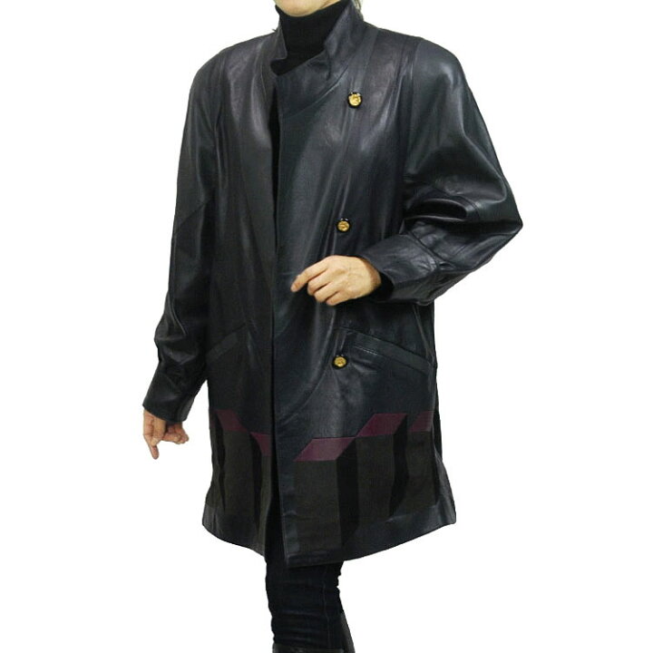 楽天市場】【クーポン対象】【1点限り】 ラム デザインコート ネイビー  