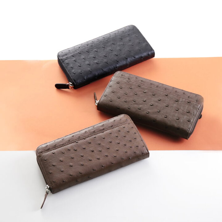 新品未使用】オーストリッチ ラウンドファスナー 長財布 笑わせる 