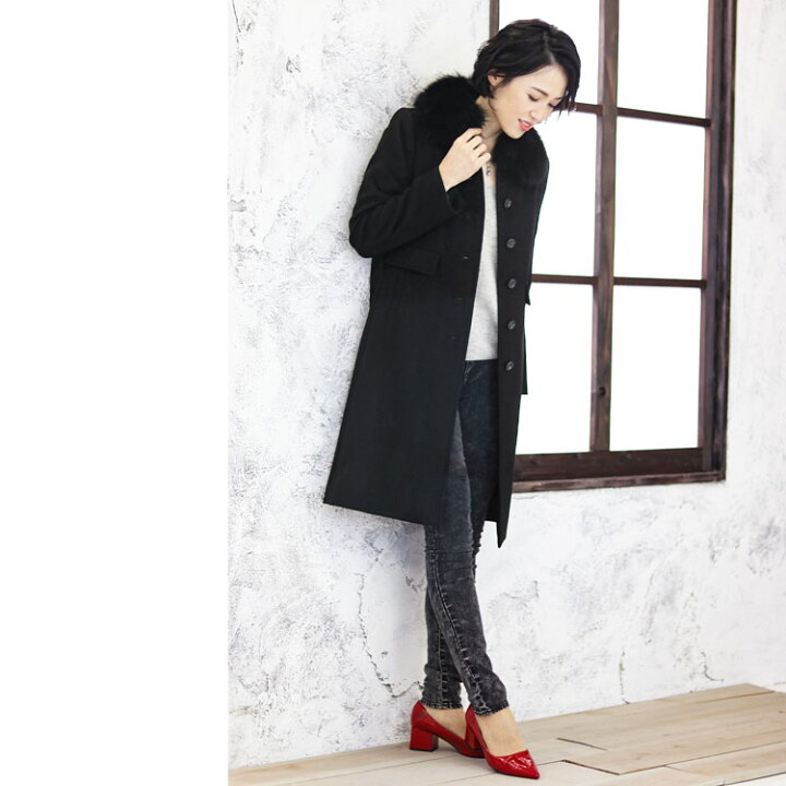 楽天市場】カシミヤ コート レディース ファー 襟付き フォックス  