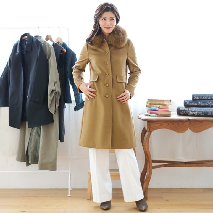 楽天市場】カシミヤ コート レディース ファー 襟付き フォックス  