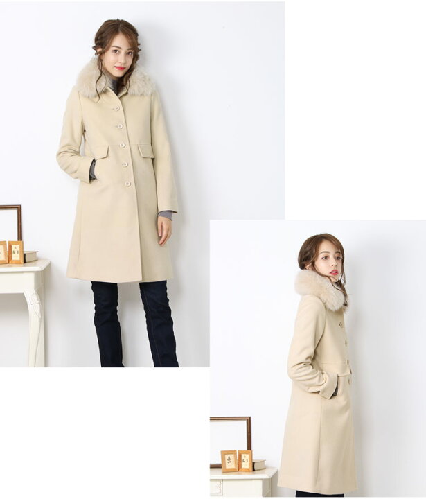 楽天市場】カシミヤ コート レディース ファー 襟付き フォックス  