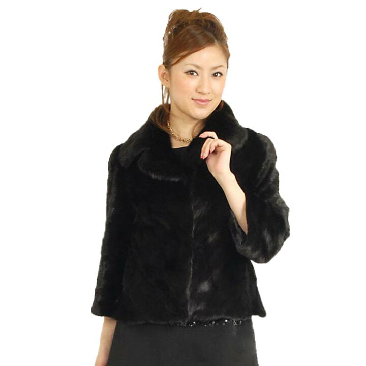 楽天市場】【40%OFFクーポン!】ブラック ミンク ケープ ジャケット 