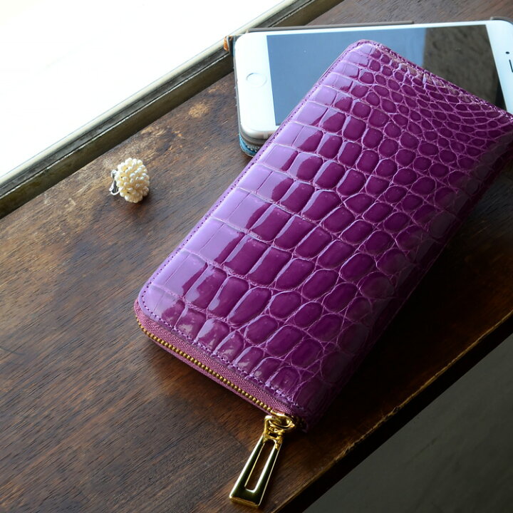 楽天市場】クロコダイル 長財布 シャイニング 加工 ラウンドファスナー  