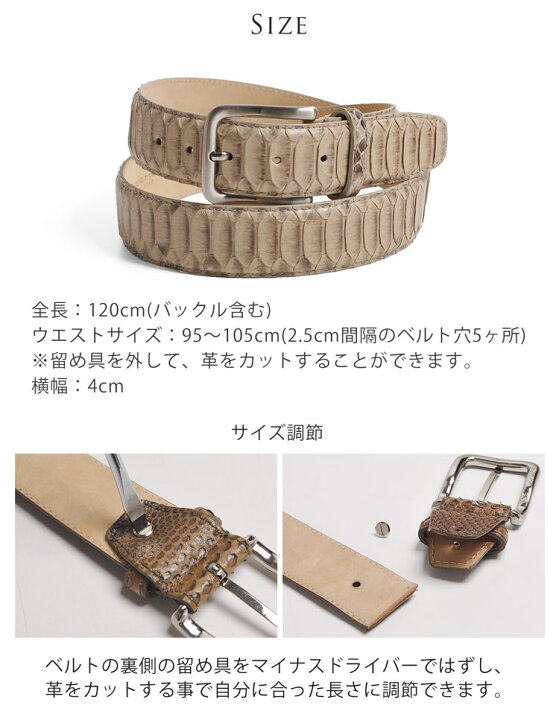 楽天市場】イタリア製 パイソン レザー ベルト 40mm レディース 女性用 