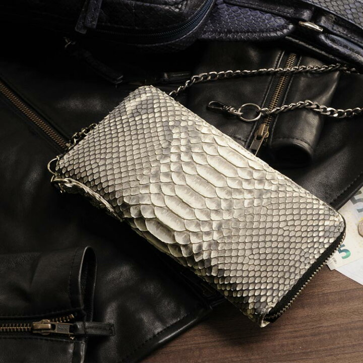 楽天市場】長財布 メンズ ダイヤモンドパイソン ラウンドファスナー  