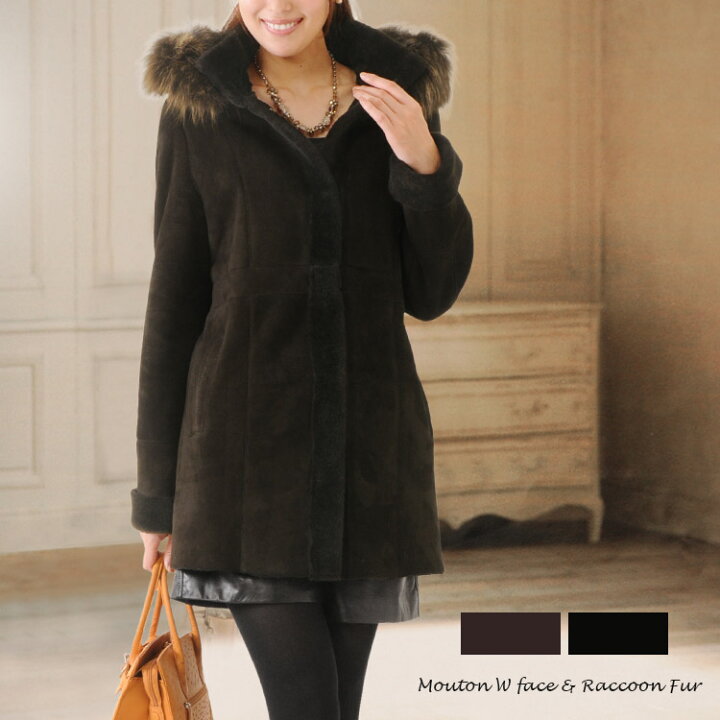 楽天市場】【お得なクーポン発行中!】ムートン コート フード付き  