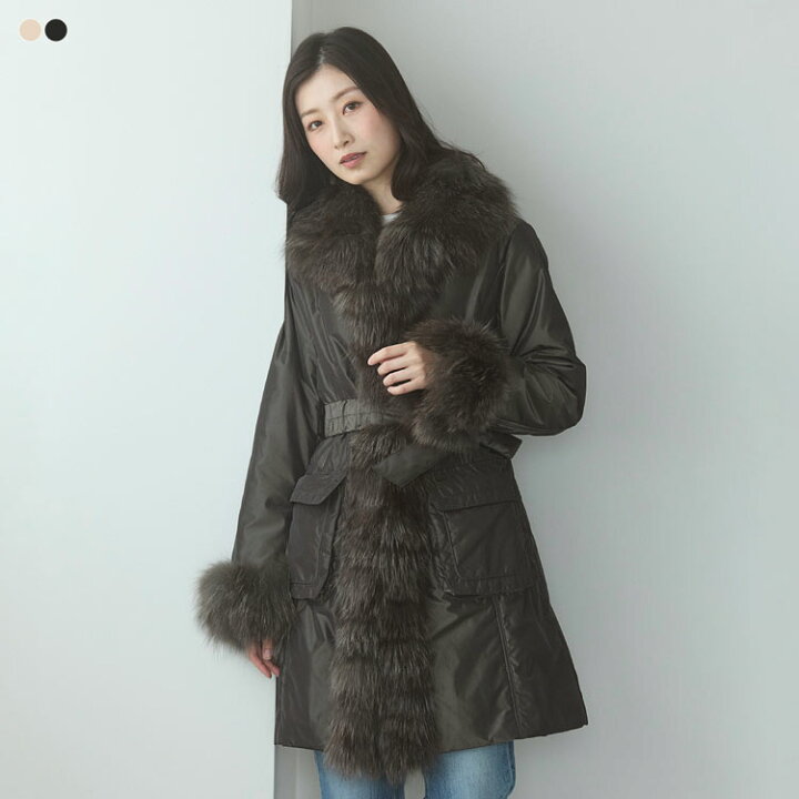 楽天市場】【クーポン対象!】シルバー フォックス トリミング コート  