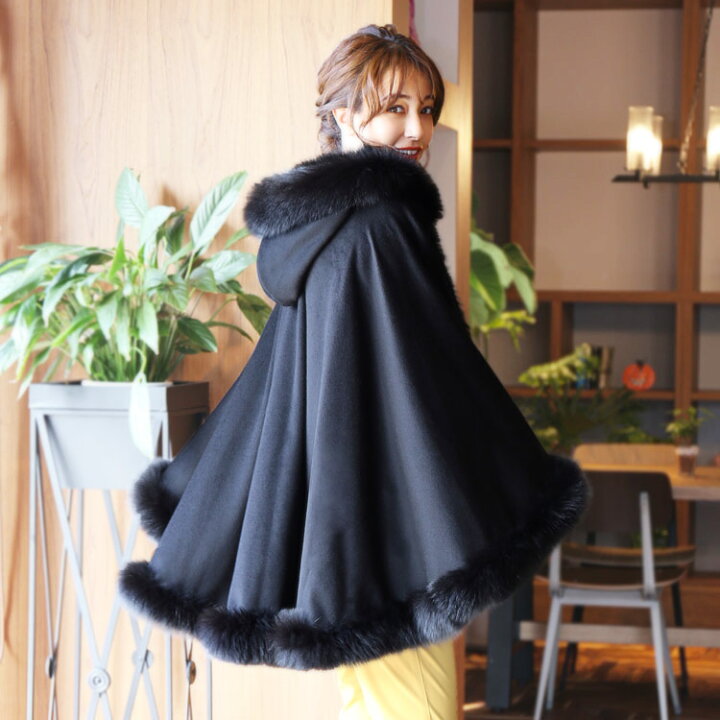 楽天市場】【5%offクーポン】カシミヤ ケープ SAGA フォックス ファー  