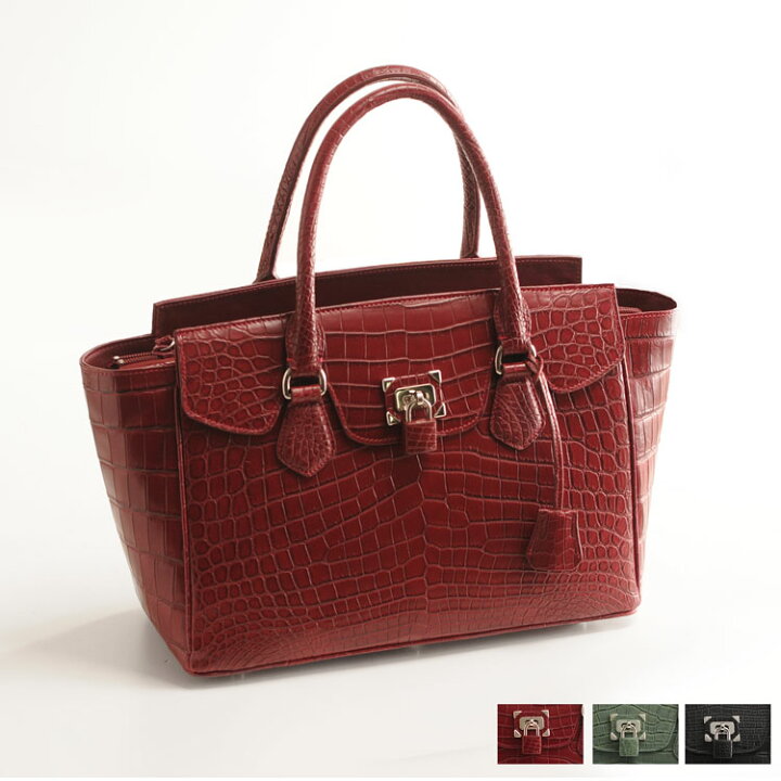 楽天市場】クロコダイル トートバッグ 南京錠 付き マット加工  