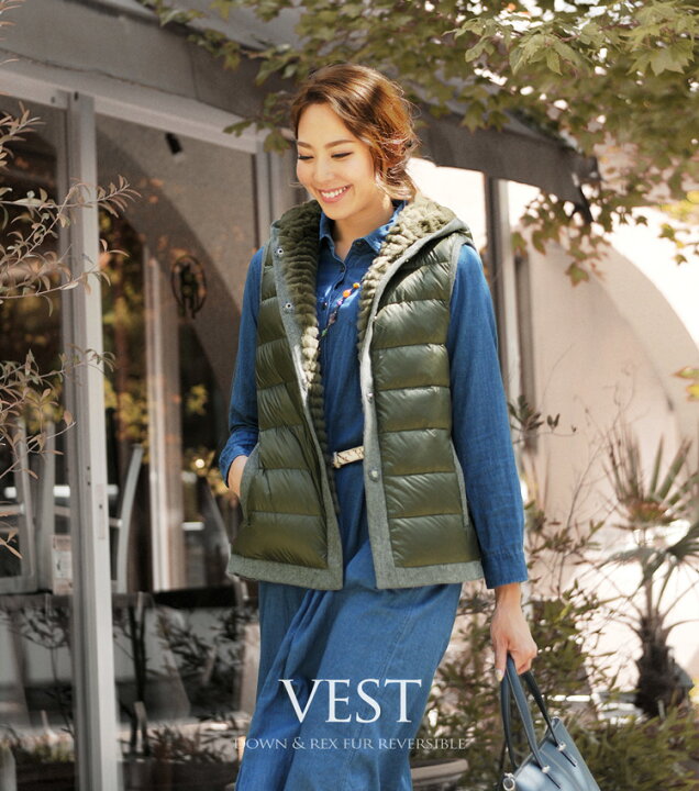 楽天市場】レッキス ＆ ダウン ベスト リバーシブル フード付き  