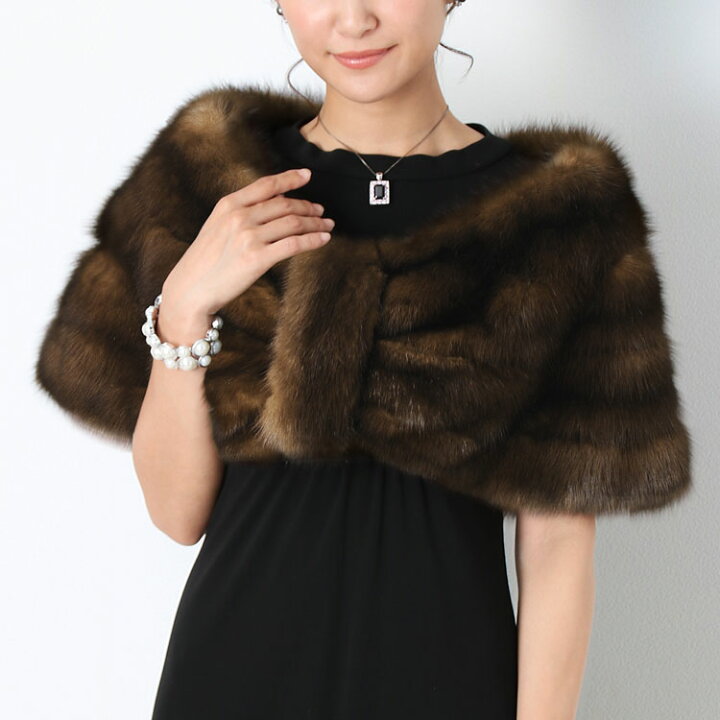 楽天市場】ファーム ロシアン セーブル ケープ ファー ストール/毛皮  