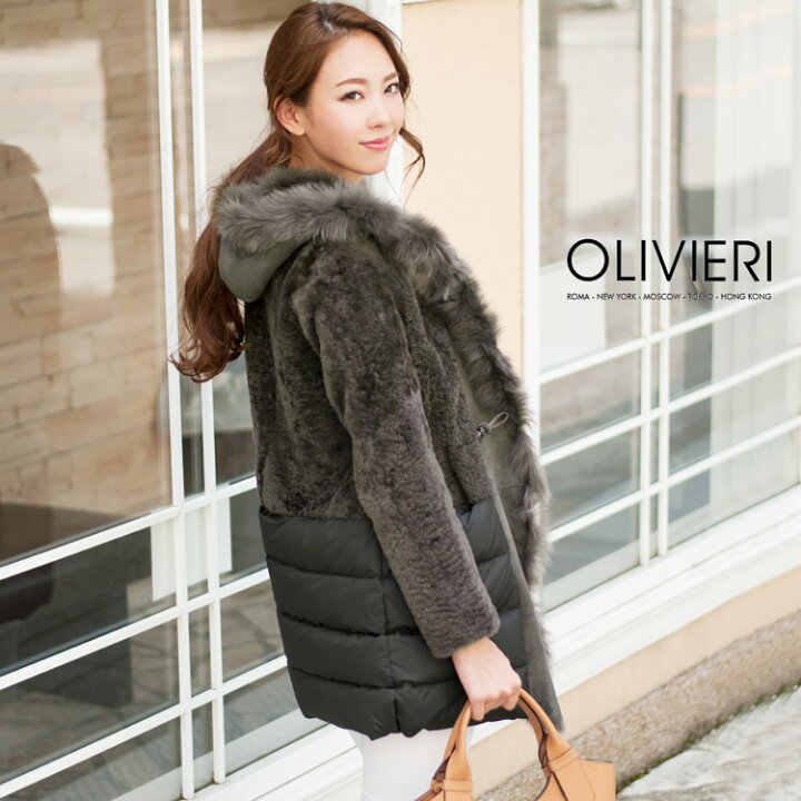 楽天市場】ムートン ＆ ダウン コート フード付き トスカーナムートン  