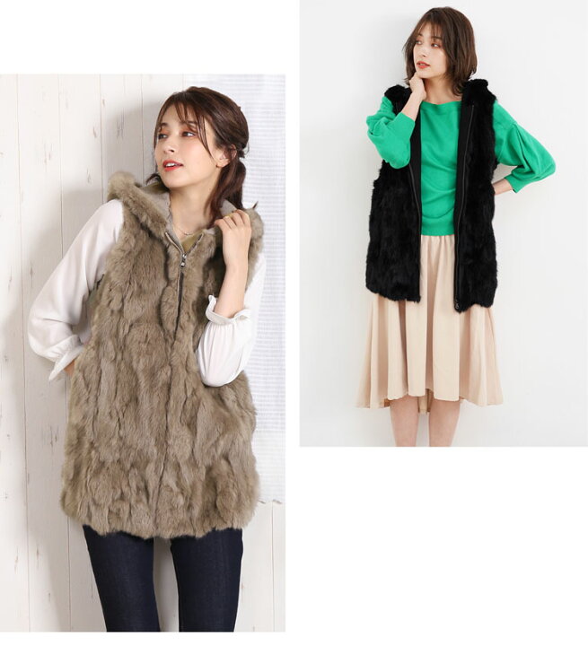 楽天市場】ファーベスト レディース ラビット ファー ニット ベスト  