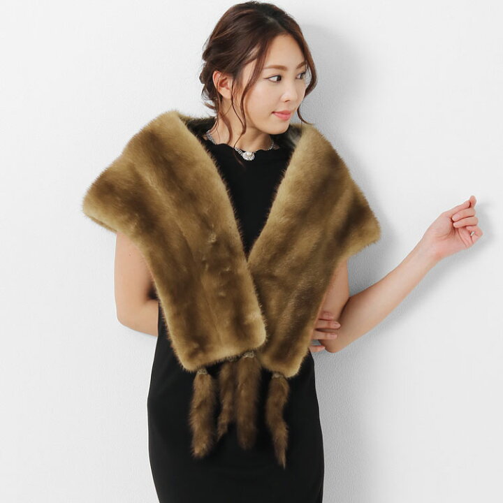 楽天市場】パステルミンク ストール フリンジ付き レディース ミンク  