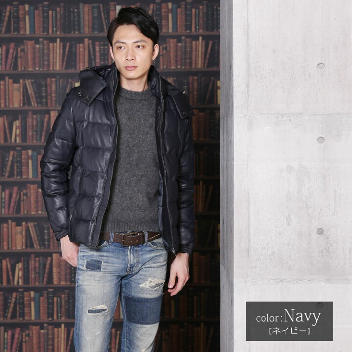 楽天市場】【24h限定10%off】レザー ダウン ジャケット メンズ レザー  
