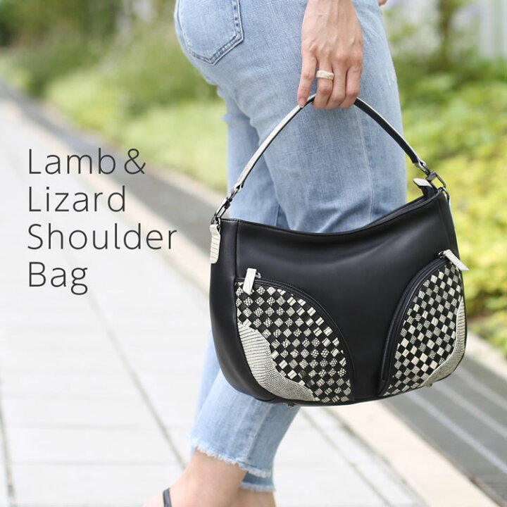 楽天市場】ラム ＆ リザード ショルダー ハンド バッグ レディース  