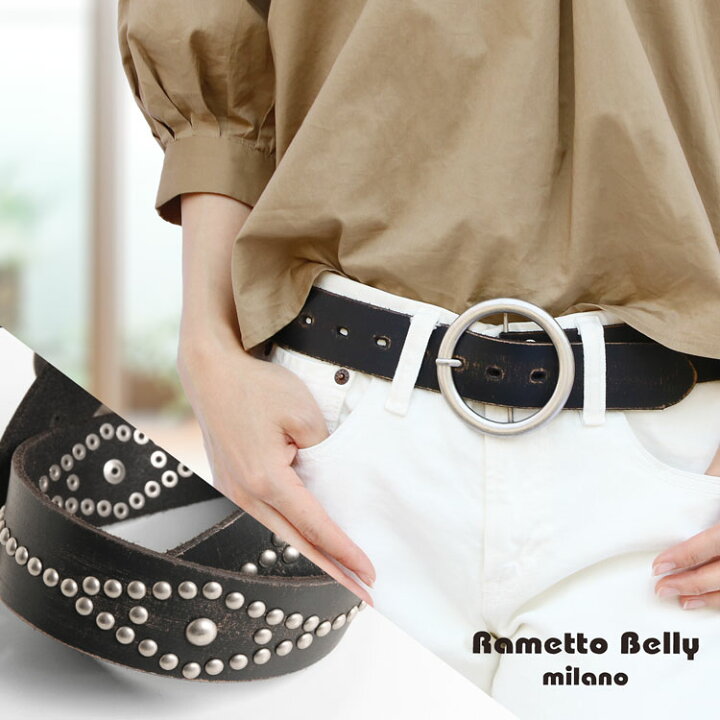 楽天市場 ポイント最大10倍 最大00円off ベルト レディース バックル 本革 革 スタッズ アンティーク調 Rametto Belly ブラック ギフト 母 女性 プレゼント 4fa r 三京商会 Sankyo Shokai