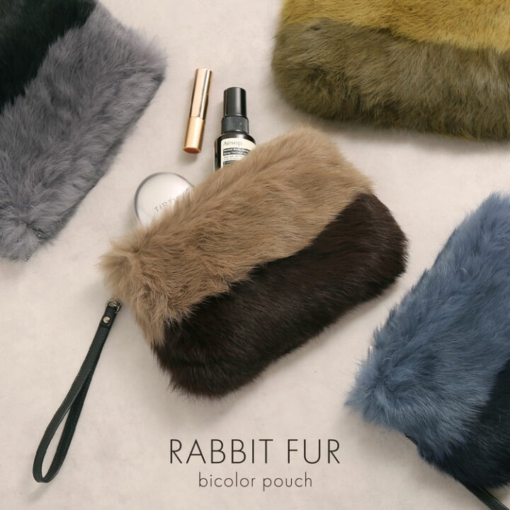 楽天市場】【40%OFFクーポン!】ラビットファー ポーチ ストラップ付き  