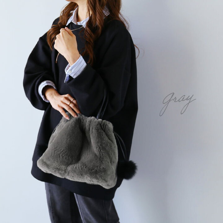 PRESTIGEPARIS ファー ハンドバッグ 黒