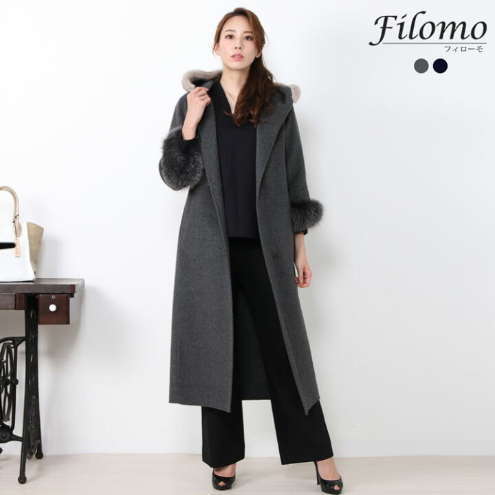 楽天市場】Filomo ロングコート レディース カシミヤ混 フード付き 