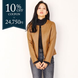 【10％OFFクーポン】レザージャケット レディース ノーカラー ラム ナッパ 本革 ジャケット ブランド Filomo 軽量 女性 アウター 秋 冬 ライダース シンプル ライトアウター 春 ブラック ギフト プレゼント 6F (04000073r)