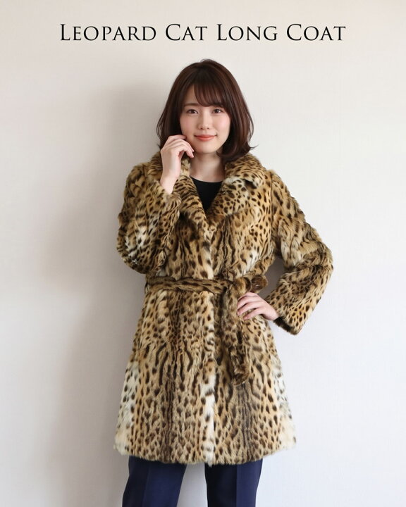 楽天市場】レオパード キャット コート 毛皮 テーラーカラー ベルト 
