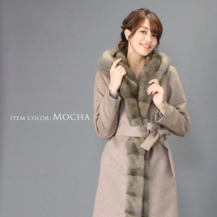 楽天市場】Filomo ミンク トリミング ロング コート カシミヤ ブレンド  