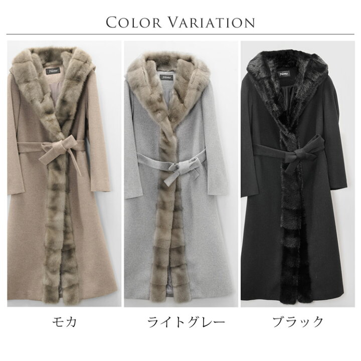 楽天市場】Filomo ミンク トリミング ロング コート カシミヤ ブレンド 