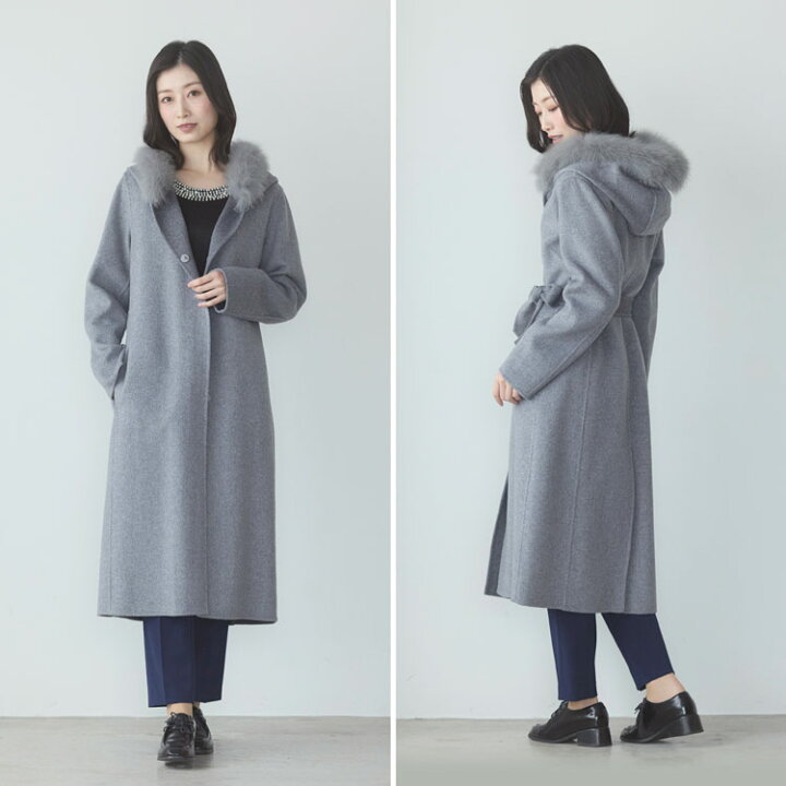 楽天市場】カシミヤ ブレンド ウール ロング コート ダブルフェイス 