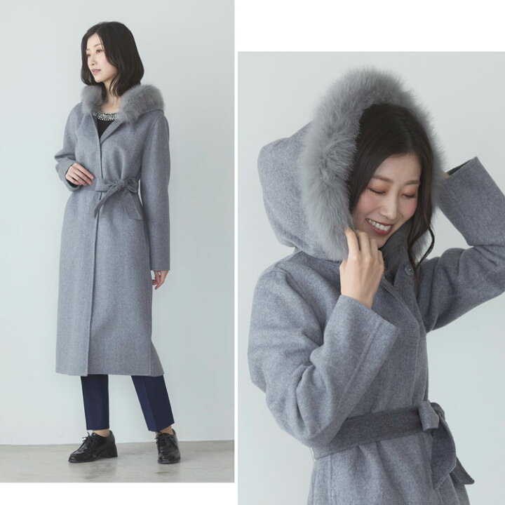 楽天市場】カシミヤ ブレンド ウール ロング コート ダブルフェイス 