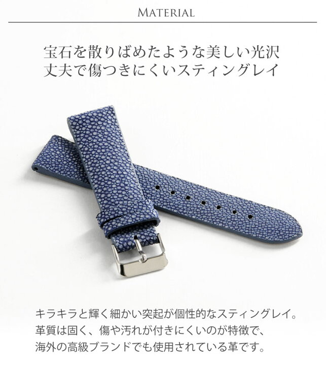 楽天市場】腕時計ベルト メンズ スティングレイ エイ革 20mm バンド 
