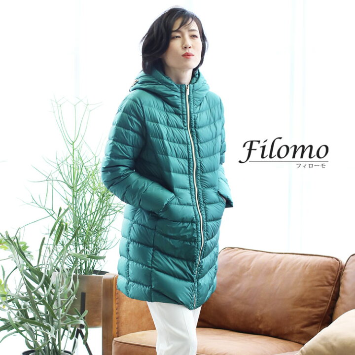 楽天市場 ダウン 80 コート レディース Filomo フィローモ ライトダウン フード 収納 軽い ミドル丈 Aライン 上品 冬 母 女性 50代 40代 30代 ギフト レビュープレゼント対象 5f r 三京商会 Sankyo Shokai
