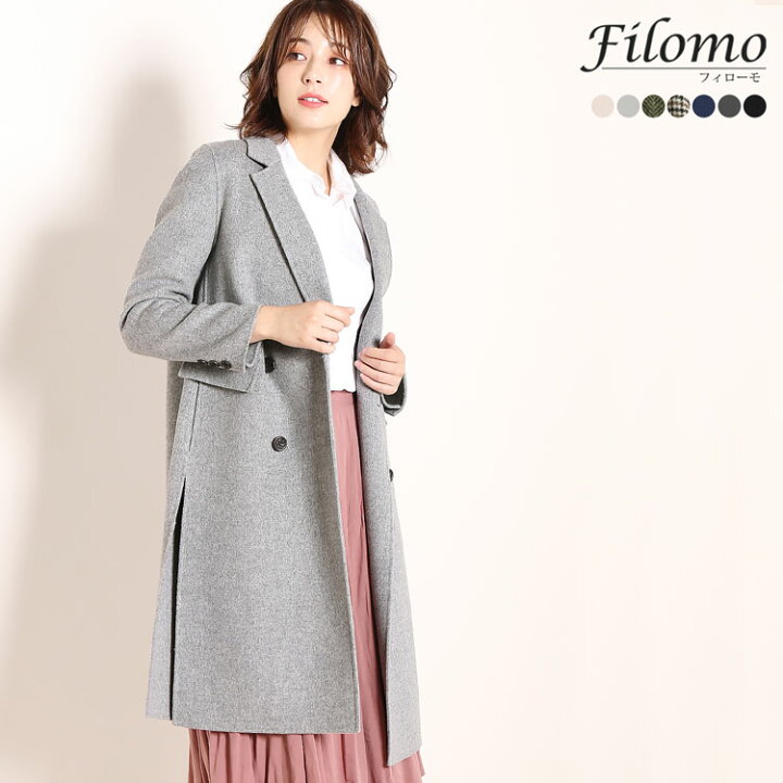 楽天市場 Filomo チェスターコート ダブル レディース スプリングコート ダブルフェイス 一枚仕立て 手縫い 柔らかい 秋 冬 アウター テーラード ロングコート ブランド ウール チェック柄 スリット 女性 ギフト 30代 40代 50代 60代 ギフト 6f r 三京