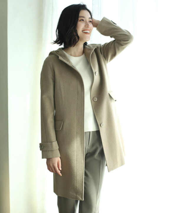 楽天市場】【5%offクーポン!】フード付き コート ウール カシミヤ混  