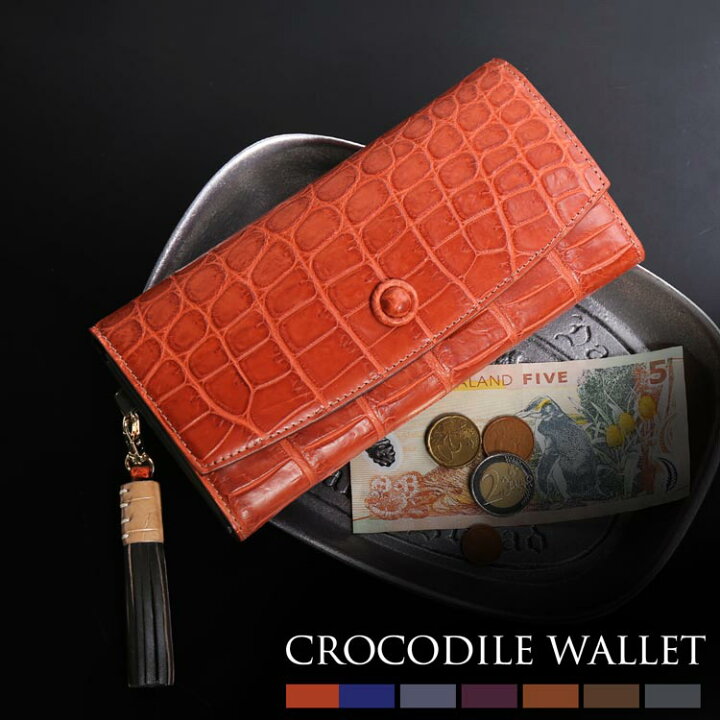 楽天市場】クロコダイル 長財布 レディース かぶせ財布 マット加工  