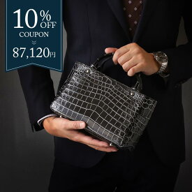 【10％オフクーポン】クロコダイル ミニトートバッグ メンズ 日本製 本革 ショルダー 2WAY ホワイト ベージュ グリーン ネイビー ブルー ブラック シルバー 紳士 手提げ 肩掛け 斜め掛け 国産 JRA 小さい ギフト プレゼント 4FA (06001482-mens-1r)