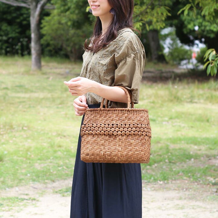 楽天市場】山葡萄 かごバッグ バッグ かご 籠 六角花編み 六角 花編み  