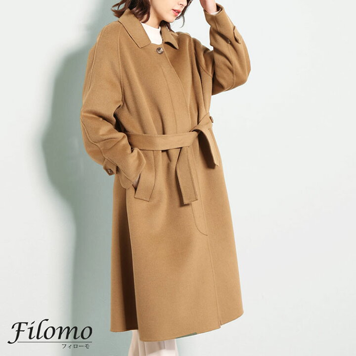 楽天市場 ステンカラーコート オーバーサイズ コート ビッグシルエット レディース ベルト付き ブランド Filomo カシミヤ混 ウール ロングコート Wフェイス 一枚仕立て アウター 秋冬 ギフト レビュープレゼント対象 母の日 7f r 三京商会 Sankyo